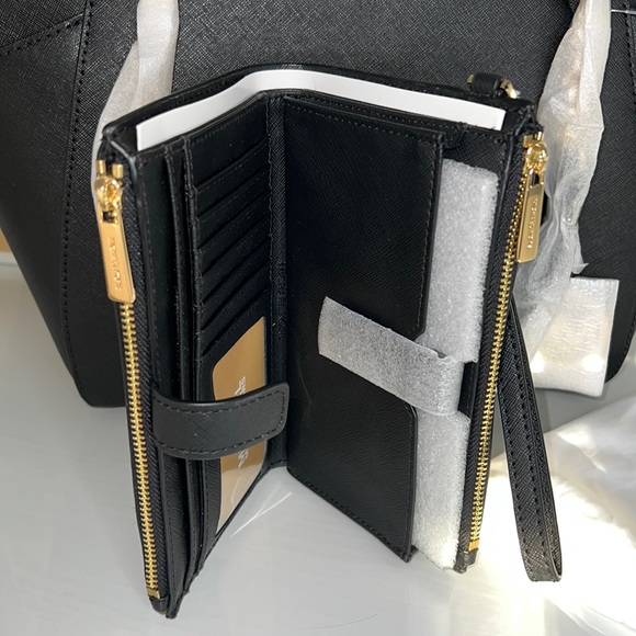 NWT Michael Kors JET SET TRAVEL Chain Tote & JS Lg Wrsltlt Wallet Set & Dust Bag - Picture 2 of 12